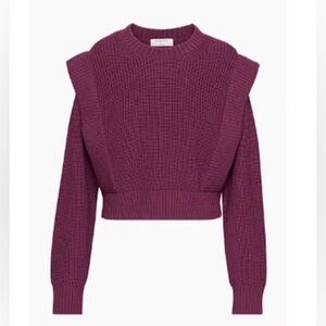 Babaton- Ribbed Knit 100% Merino Wool- Plum